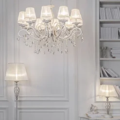 Maytoni Lysekroner>Grace lysekrone, hvid, 10 lyskilder, organza