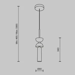 Maytoni hængelampe Kyoto, guld, Ø 10 cm, marmor, glas