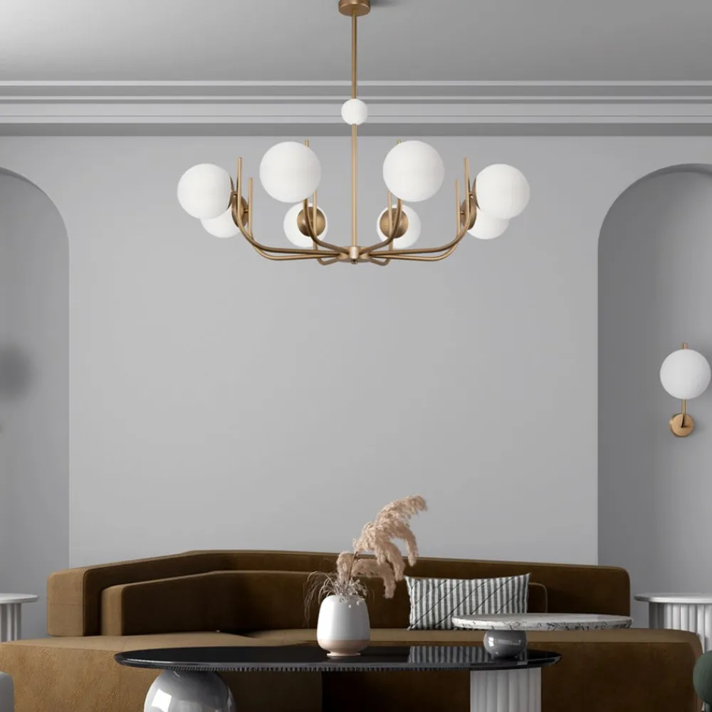 Maytoni Pendellamper>hængelampe Rendez-vous, 8 lyskilder, messingfarvet