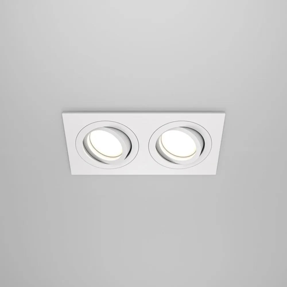 indbygningslampe Atom, hvid, 2 lyskilder, 17,5 x 9,2 cm^Maytoni Online