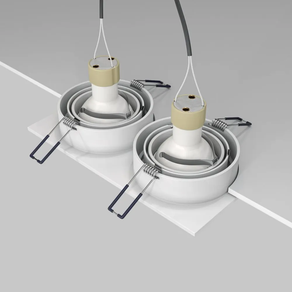 indbygningslampe Atom, hvid, 2 lyskilder, 17,5 x 9,2 cm^Maytoni Online