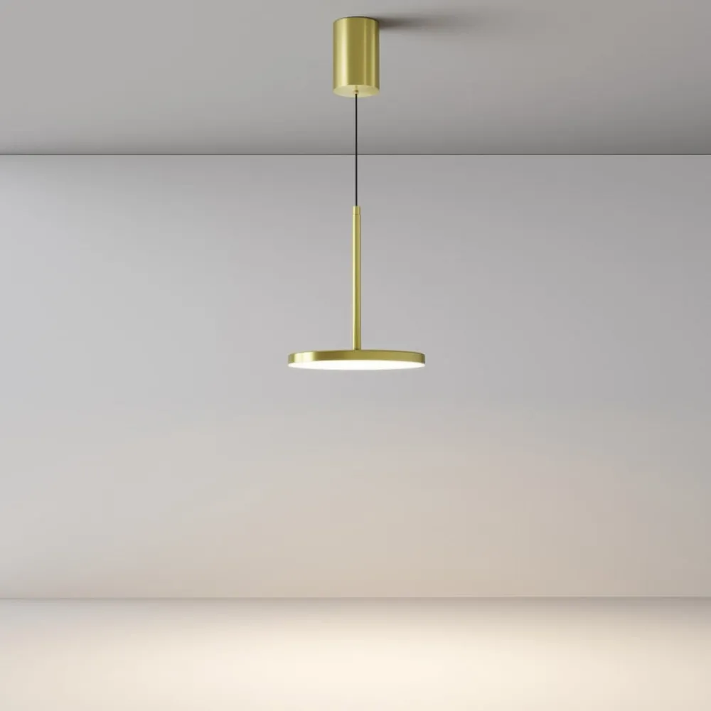 Maytoni Arbejdsrum/Kontor>LED-hængelampe Plato, messing, Ø 18,5 cm, aluminium