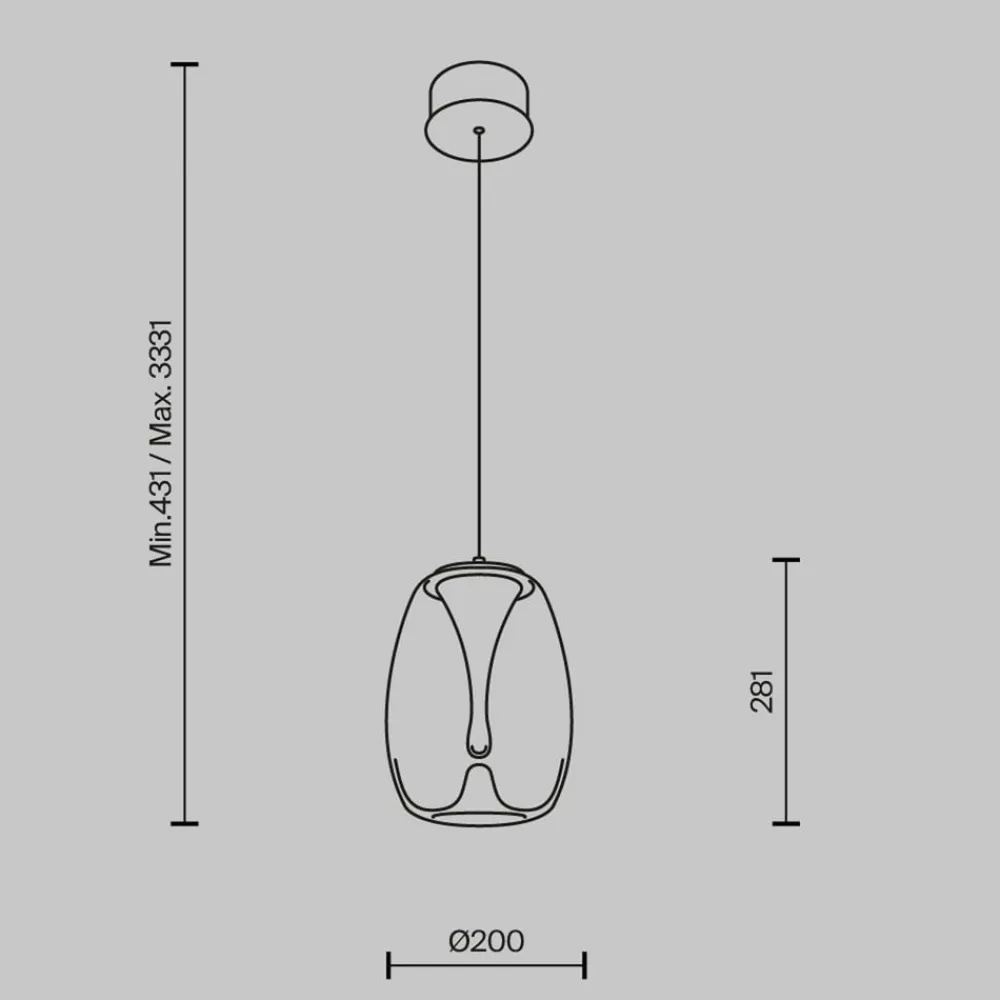 LED-hængelampe Splash, røggrå, Ø 20 cm, glas^Maytoni Outlet