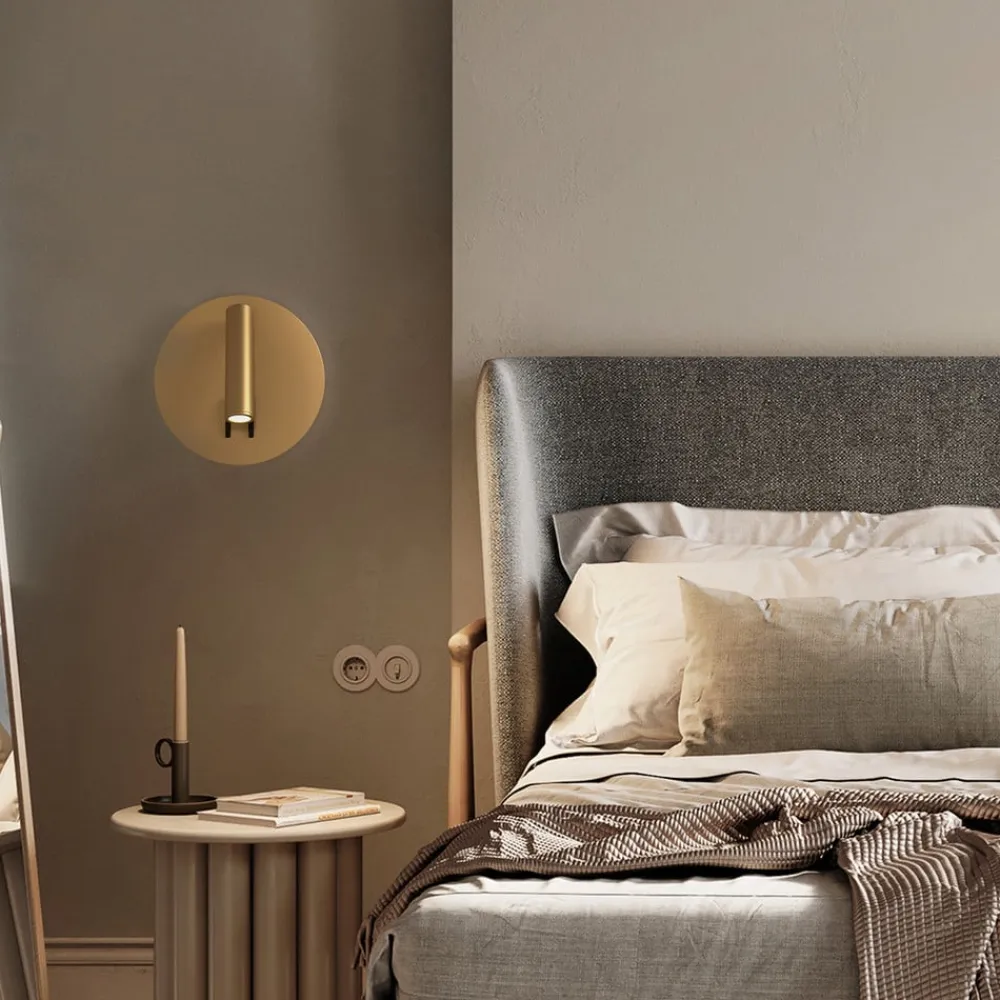 Maytoni Væglamper>LED-væglampe iOS 176, guldfarvet, rund, aluminium