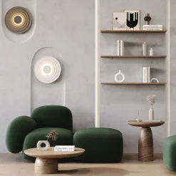 LED-væglampe Nami, grøn-beige, Ø 40 cm, aluminium^Maytoni Online