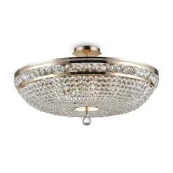 Maytoni loftlampe Ottilia, Ø 65 cm, guldfarvet, krystal