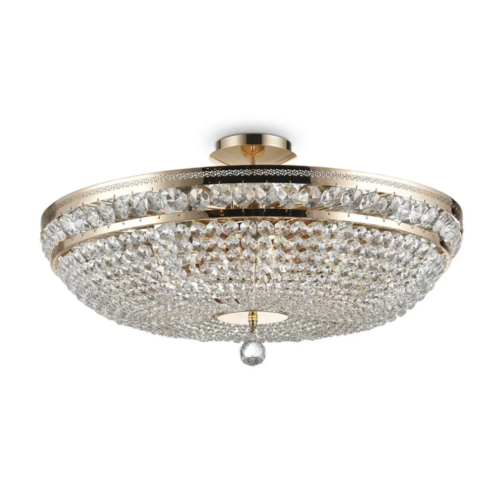 Maytoni loftlampe Ottilia, Ø 65 cm, guldfarvet, krystal
