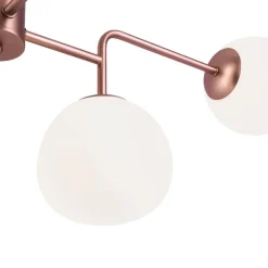 Maytoni lysekrone Erich, messing rosé, glas/metal 8 lyskilder.