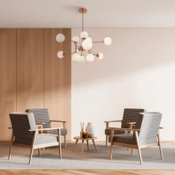 lysekrone Erich, messing roséglas/metal 12 lyskilder.^Maytoni New