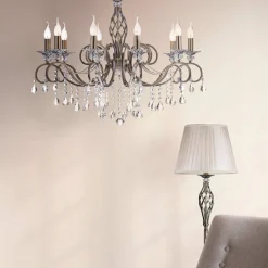 lysekrone Grace antik messing metal/glas 10 lyskilder.^Maytoni Sale