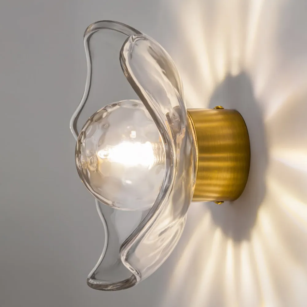 Maytoni Miracle væglampe, Ø 20 cm, messingfarvet, glas