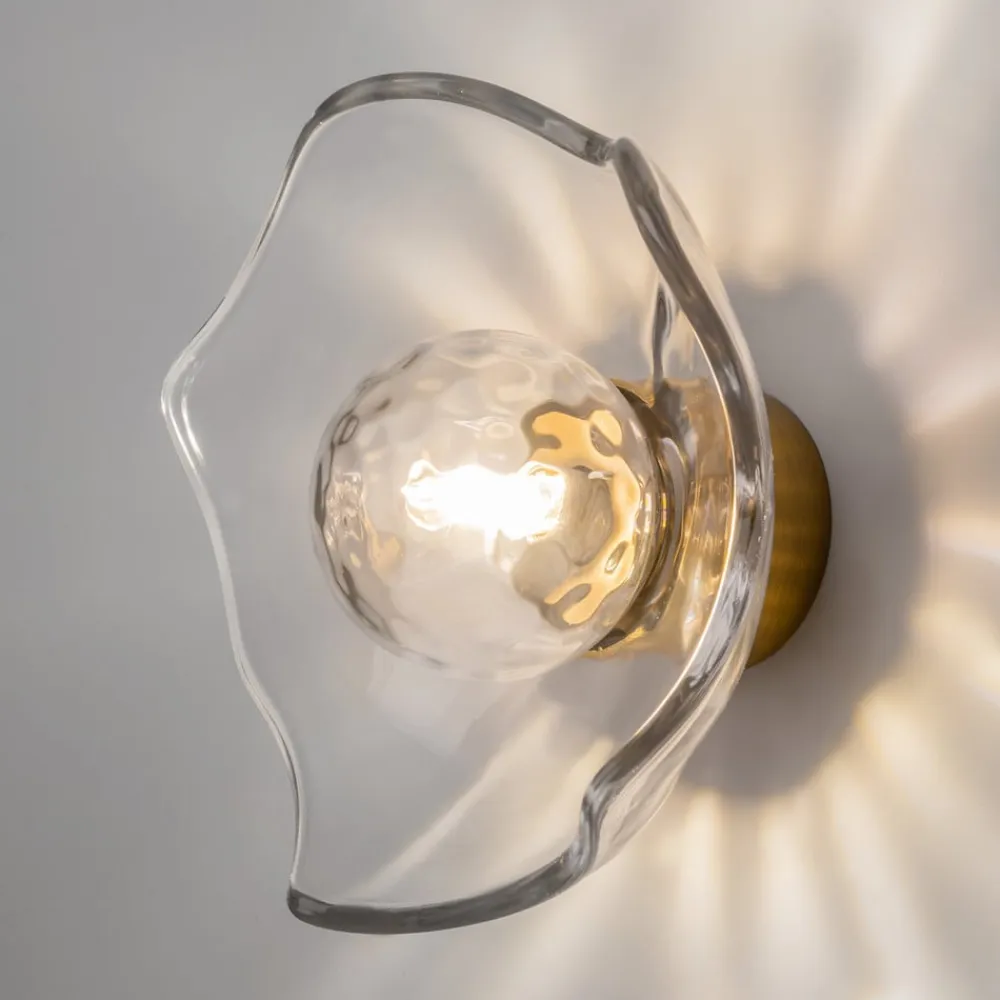 Maytoni Miracle væglampe, Ø 20 cm, messingfarvet, glas