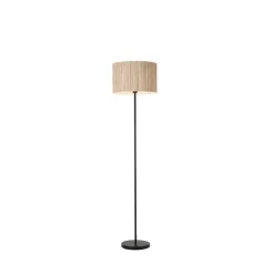 Searchlight Meadow gulvlampe, sort, brun, naturfiber, stål