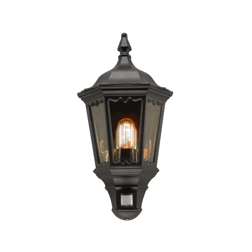 Elstead Medstead udendørs væglampe, sensor, sort