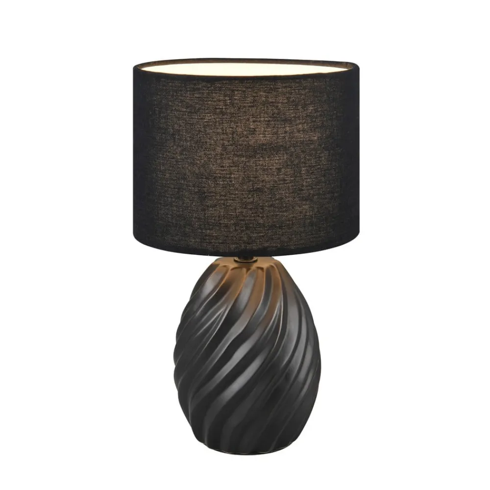 Reality Leuchten Bordlamper>Melva bordlampe, mat sort, Ø 18 cm, keramik, E14