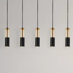 Searchlight Pendellamper>Merrygold pendellampe, sort/amber, metal, GU10, 5 lyskilder.