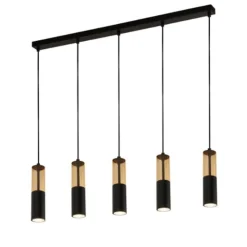 Searchlight Pendellamper>Merrygold pendellampe, sort/amber, metal, GU10, 5 lyskilder.