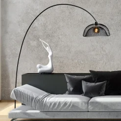 Mesh gulvlampe, sort, buelampe^Lucide Online