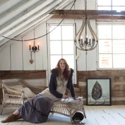 HINKLEY Lysekroner>Middlefield lysekrone, træ og stål, 5 lyskilder