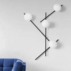 Sforzin Mikado væglampe, mælkehvidt glas, 4 lyskilder