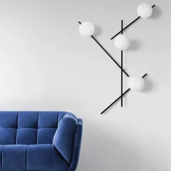 Sforzin Mikado væglampe, mælkehvidt glas, 4 lyskilder