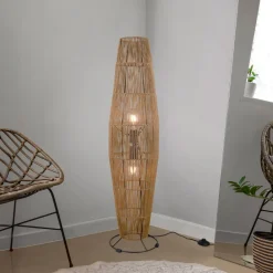 Reality Leuchten Gulvlamper>Miki gulvlampe, brun, højde 103 cm, papir