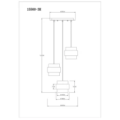 Milley hængelampe, Ø 45 cm, messingfarvet, 3 lyskilder, metal^Globo Discount