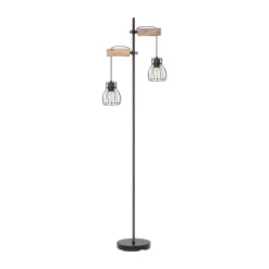 Globo Gulvlamper|Gulvlamper>Mina gulvlampe, sort/brun, højde 168 cm, metal/træ