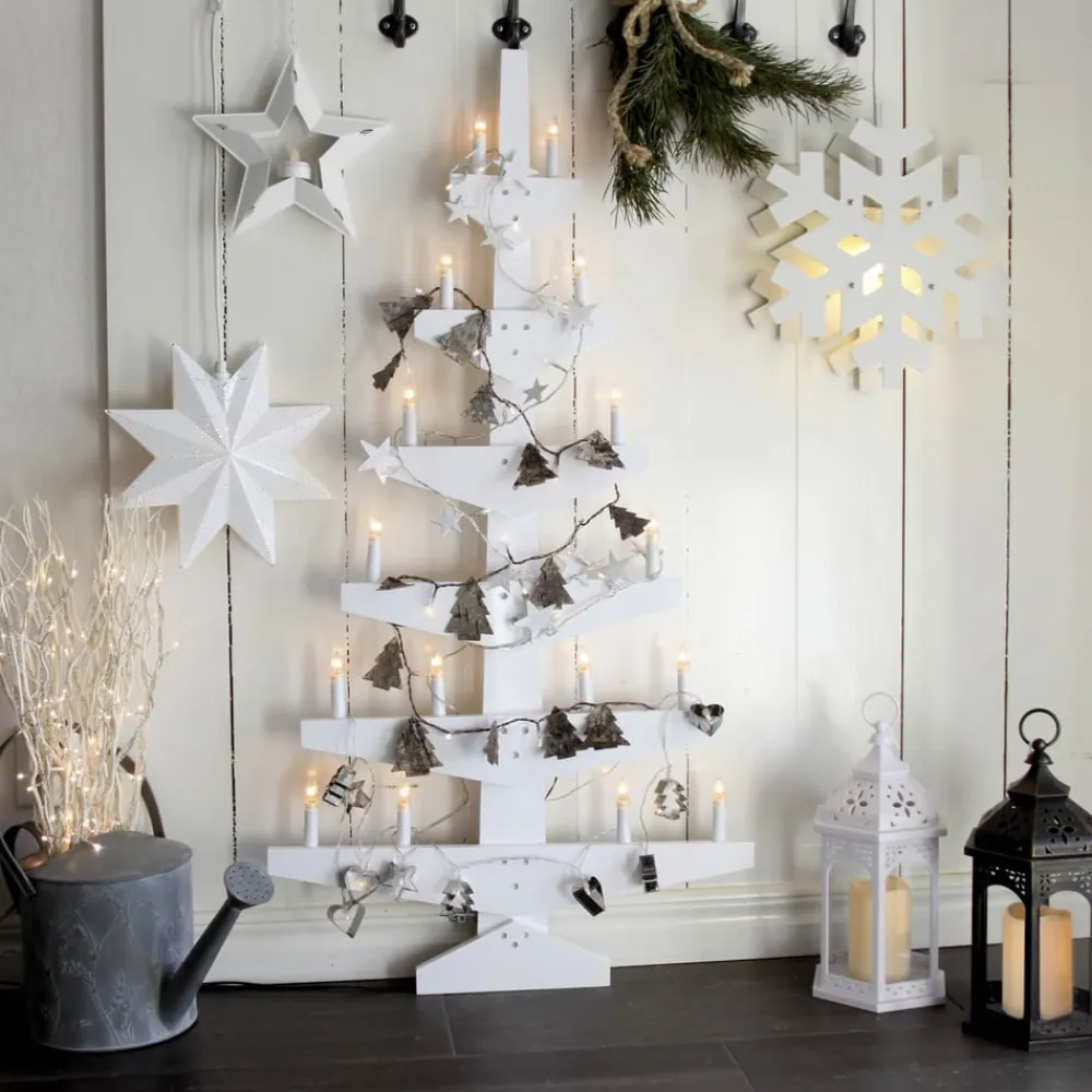 Mini dekostjerne af metal, hvid^STAR TRADING Discount