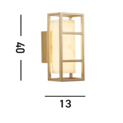 Searchlight Mirage LED-væglampe, højde 40 cm, guld, stål, IP44