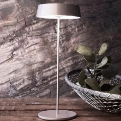 Deko-Light Miram LED-bordlampe med batteri, kan dæmpes, grå