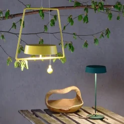 Deko-Light Miram LED-hængelampe med batteri, kan dæmpes, gul