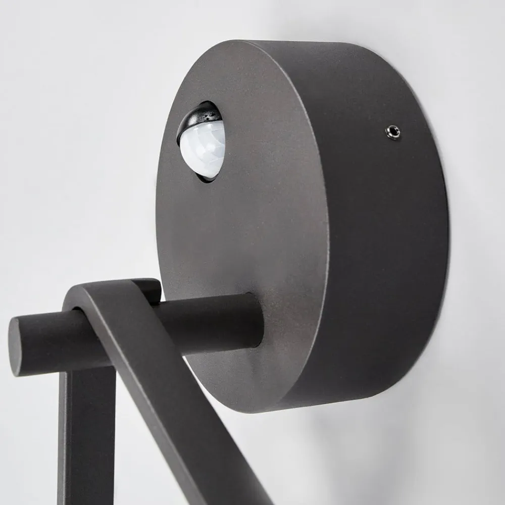 Lucande Mirco udendørs LED-væglampe med sensor, ringformet