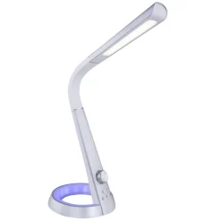 Globo Mitti LED-bordlampe med USB-port, sølv/hvid