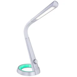 Globo Mitti LED-bordlampe med USB-port, sølv/hvid