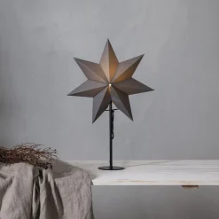 STAR TRADING Mixa stående stjerne, metal/papir sort/mørkegrå