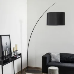 Moby Black gulvlampe med tekstilskærm^TK Lighting Outlet