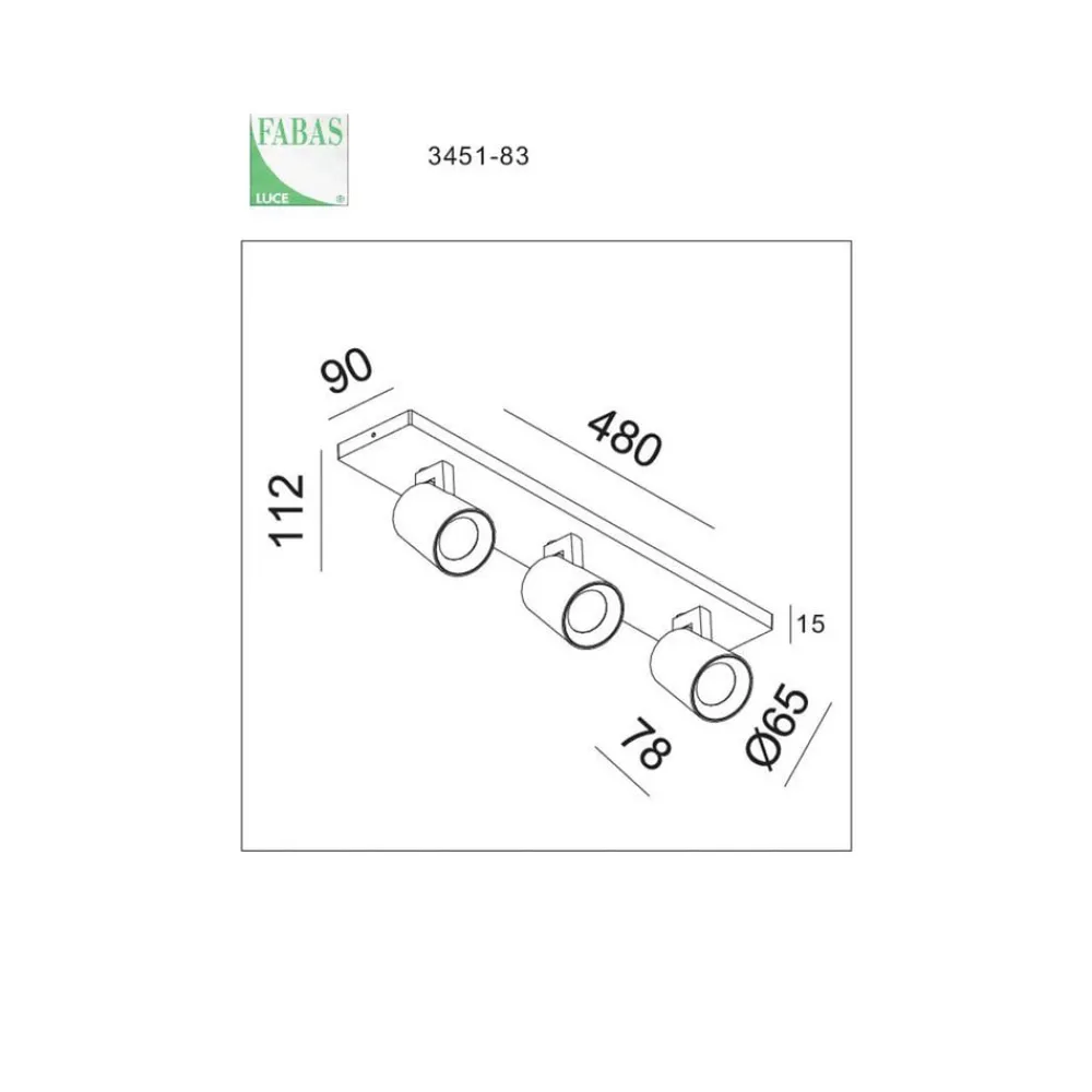 Fabas Luce Væglamper>Modo spot, 3 lyskilder, sort, dekorative ringe, GU10, aluminium