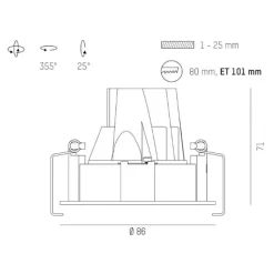 Molto Luce Dark Night indbygning 2.700 K sort/sølv