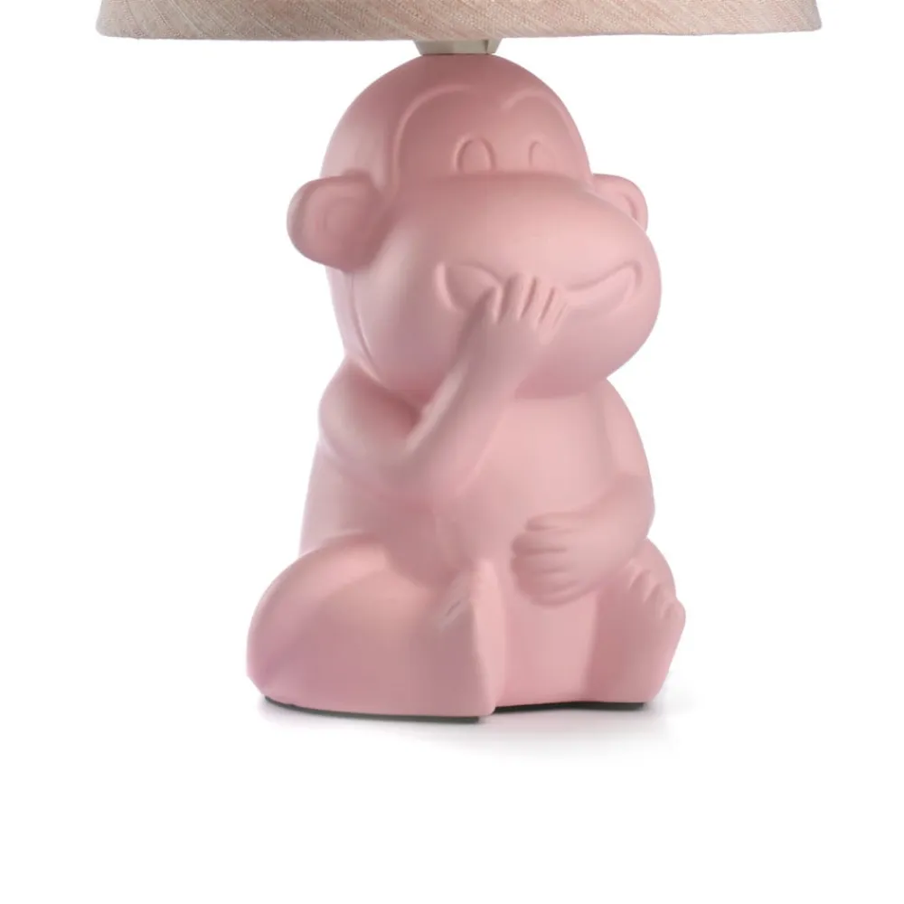 ONLI Bordlamper>Monkey bordlampe, pink, keramik, 28 cm høj, E14