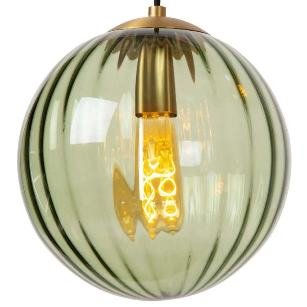 Lucide Monsaraz pendellampe, grøn, Ø 25 cm, glas, 1 lyskilde