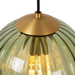 Lucide Monsaraz pendellampe, grøn, Ø 25 cm, glas, 1 lyskilde