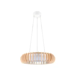 Monte LED hængelampe, Ø 60 cm, lyst træ, træ, CCT^Reality Leuchten Online