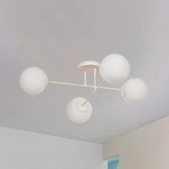 HELAM Moon loftlampe, 80 cm, 4 lyskilder, sandfarvet, glas, E27