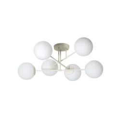 HELAM Moon loftlampe, 87 cm, 6 lyskilder, sandfarvet, glas, E27