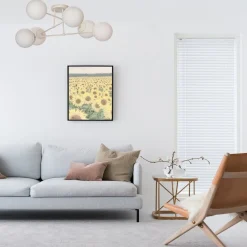 HELAM Moon loftlampe, 87 cm, 6 lyskilder, sandfarvet, glas, E27