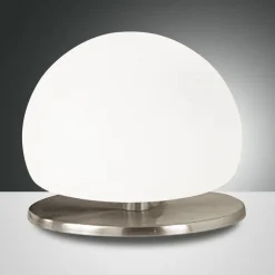 Morgana bordlampe, nikkel/hvid, touchdæmper, 3.000 K^Fabas Luce Hot