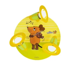 Mouse loftlampe, gul, Ø 29 cm, 3 lyskilder, træ^Elobra Hot