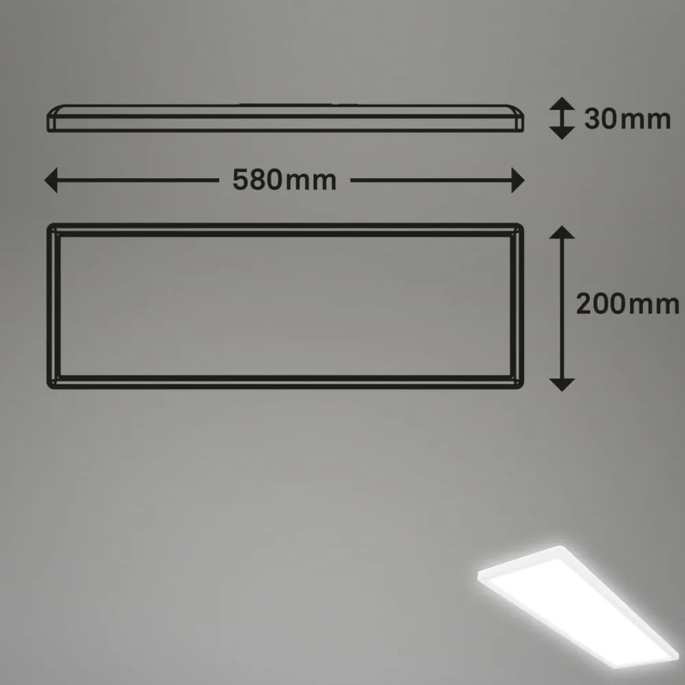 Briloner Move LED-panel, sensor, 58 x 20 cm, IP44, plast, hvid