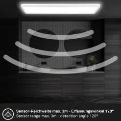 Briloner Move LED-panel, sensor, 58 x 20 cm, IP44, plast, hvid